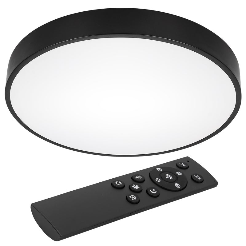 Plafon sufitowy z pilotem - Lampa LED czarna - 3 barwy światła 3000-6000 K - Panel ściemniany 60cm do pokoju - LEDHOFF