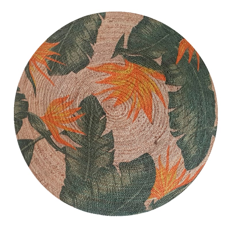 DYWAN JUTOWY TROPICAL POMARAŃCZOWY Ø90 CM