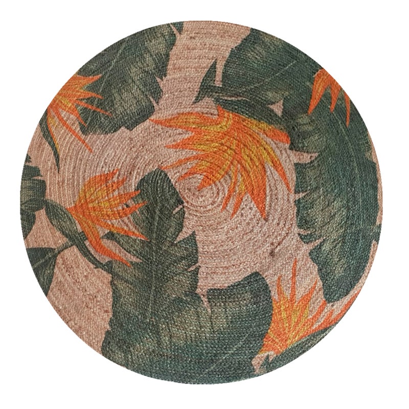 DYWAN JUTOWY TROPICAL POMARAŃCZOWY Ø140 CM