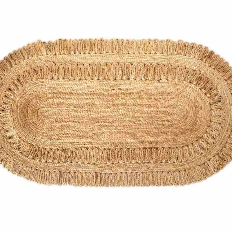 Owalny dywan z juty INCLES ręcznie wykonany 160x230 cm – styl naturalny