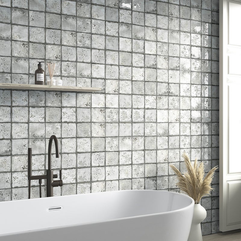 Płytka premium z gresu porcelanowego Era Szara 12x12 cm błyszcząca – rustykalny design do wszystkich typów ścian