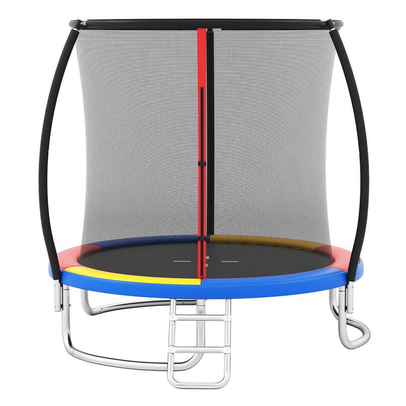 Trampolina zewnętrzna dla dzieci Ø244 cm, siatka zabezpieczająca, rama ze stali ocynkowanej antykorozyjnej, dla dzieci powyżej 3 lat, kolorowa