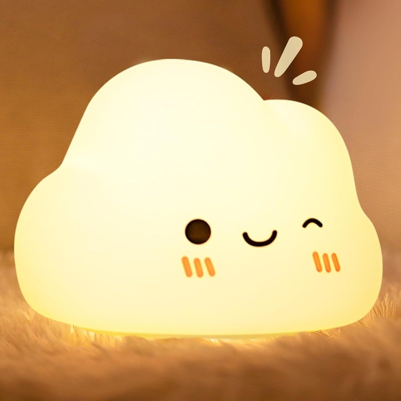 Lampka Nocna dla Niemowląt Chmurka Lampka Nocna dla Dziecka Ładowalna, 7 Kolorów 3 Poziomy Jasności, Nocna Lampka Dekoracyjna do Pokoju Dziecka, Biały