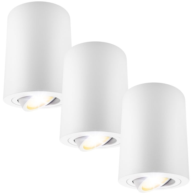 3x Duży reflektor natynkowy SPOT sufitowy Biały 3x GU10 Ruchoma Oprawa Halogenowa okrągła TUBA LED 3 szt. - LEDHOFF