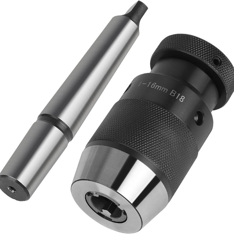 Uchwyt wiertarski MK2-B18, 1-16mm, Samocentrujący uchwyt wiertarski bezkluczowy, Stożek wrzeciona MT2 do wiertarki kolumnowej, frezarek, tokarek.