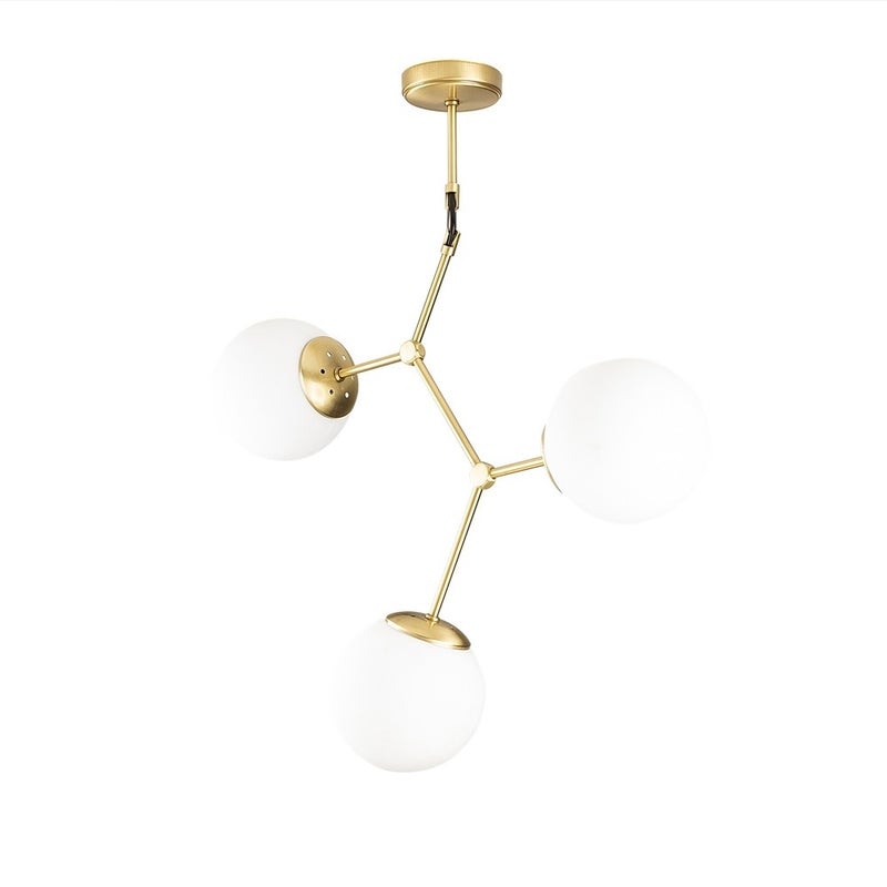 Lampa wisząca Mulen 3 światła Skandynawskie eleganckie złoto z białymi szklanymi kulami