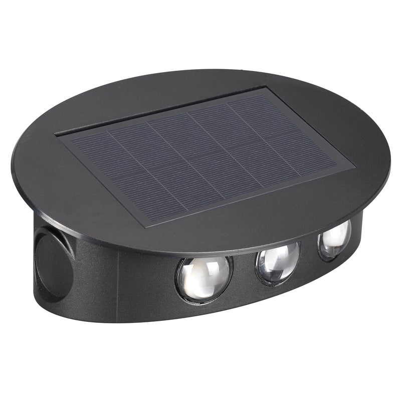 Kinkiet solarny Alata 200 lm ciepła barwa czarny IP44 Inspire