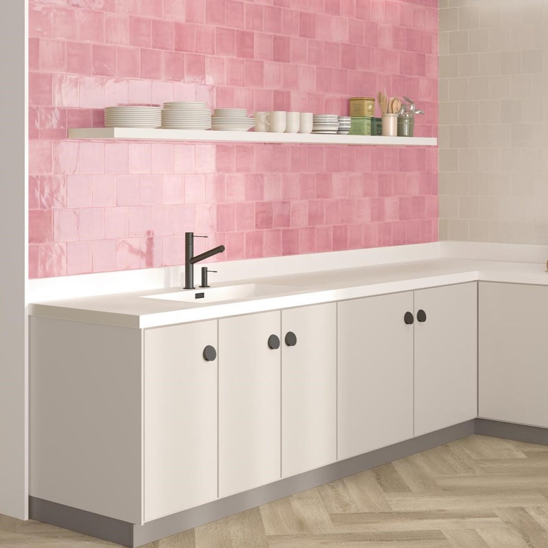 PŁYTKA TABARCA ROSA 15x15 CM EFEKT ZELLIGE RÓŻOWA BŁYSZCZĄCA PŁYTKA CERAMICZNA PREMIUM