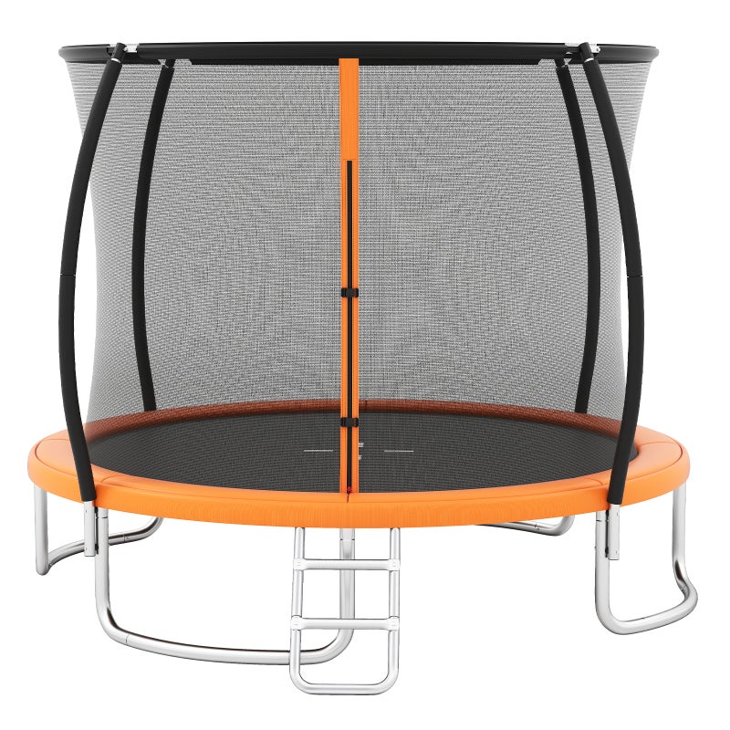 Trampolina zewnętrzna dla dzieci i dorosłych Ø305 cm, siatką zabezpieczającą, rama ze stali ocynkowanej, pomarańczowy, dla dzieci powyżej 3 lat