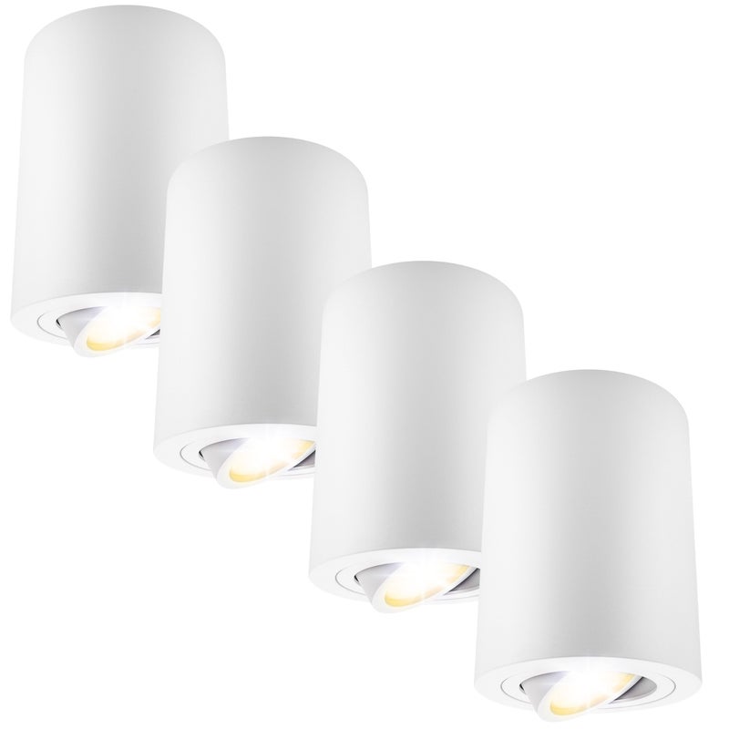 4x Duży reflektor natynkowy SPOT sufitowy Biały 4x GU10 Ruchoma Oprawa Halogenowa okrągła TUBA LED 4 szt. - LEDHOFF