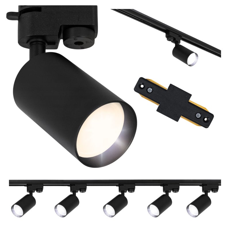 Zestaw szynowy 5x oprawa GU10 - Listwa reflektorowa czarna 2x 1m - Lampa sufitowa LED szynoprzewód - LEDHOFF