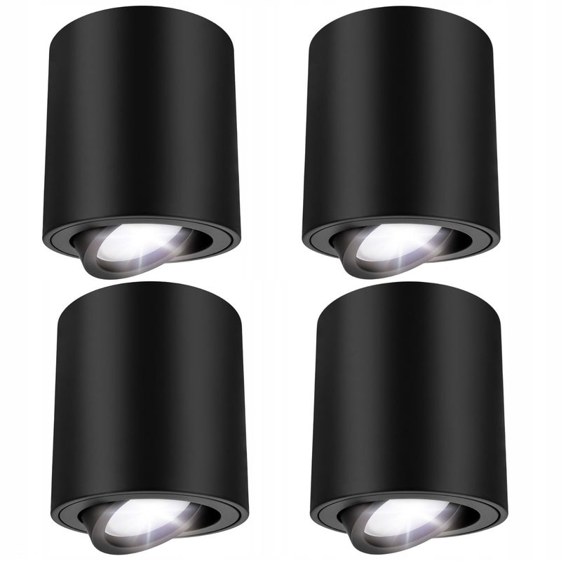 4x Reflektor natynkowy SPOT sufitowy Czarny okrągły 4x GU10 Ruchoma Oprawa Halogenowa TUBA LED 4 szt. - LEDHOFF