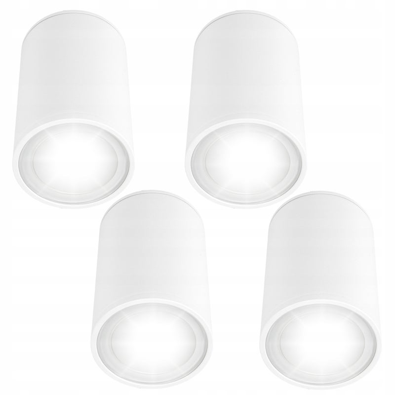 Wodoodporny reflektor natynkowy LED SPOT sufitowy Biały okrągły 4x GU10 Oprawa Halogenowa TUBA Zestaw 4 szt. - LEDHOFF