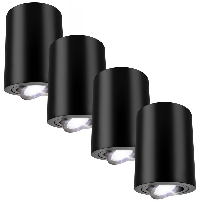 4x Reflektor natynkowy SPOT sufitowy Czarny 4x GU10 Ruchoma Oprawa Halogenowa okrągła TUBA LED 4 szt. - LEDHOFF