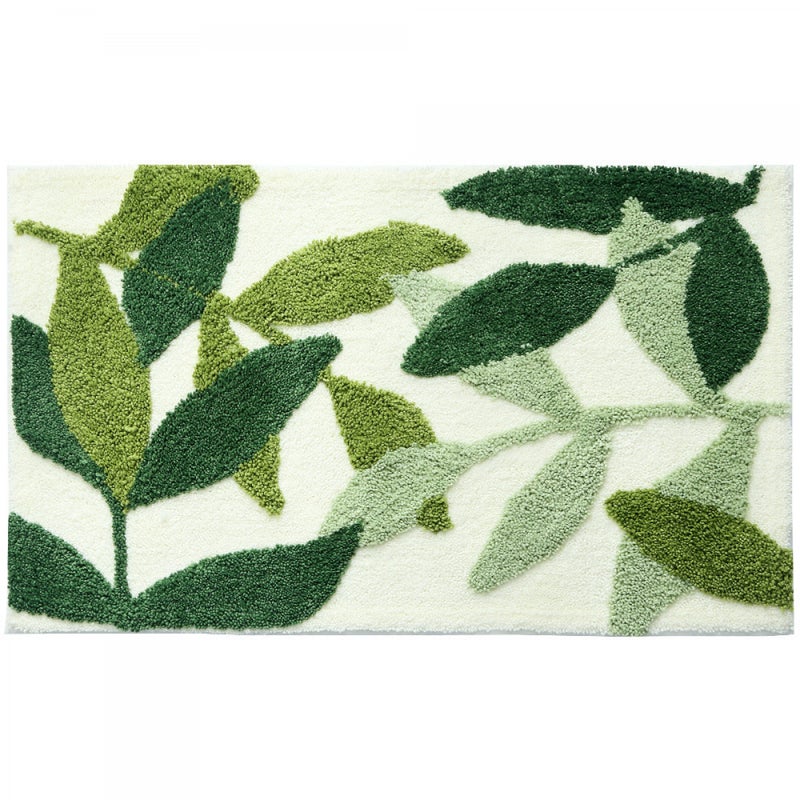 Antypoślizgowa, chłonna i trwała mata łazienkowa z wzorem zielonych liści (40 x 60 cm)