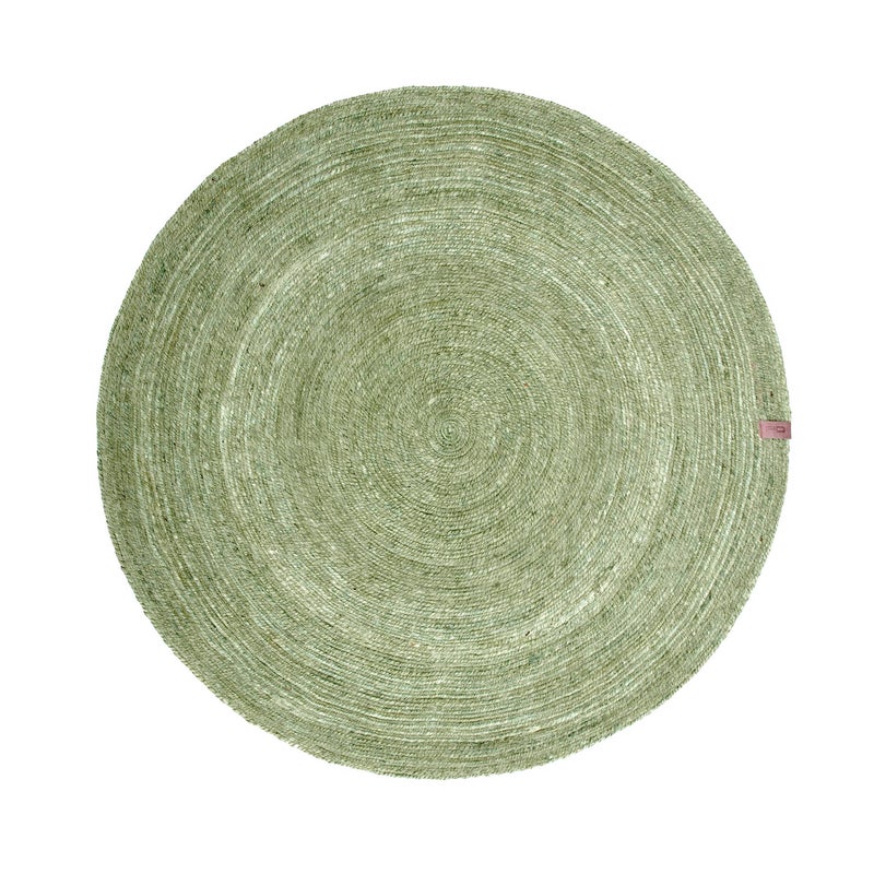 Dywan vintage okrągły Ø140 cm zielony jednokolorowy – styl retro, elegancki design