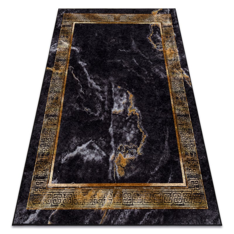 Dywan do prania MIRO 51278.809 Marmur, grecki antypoślizgowy - czarny / złoty 160x220 cm