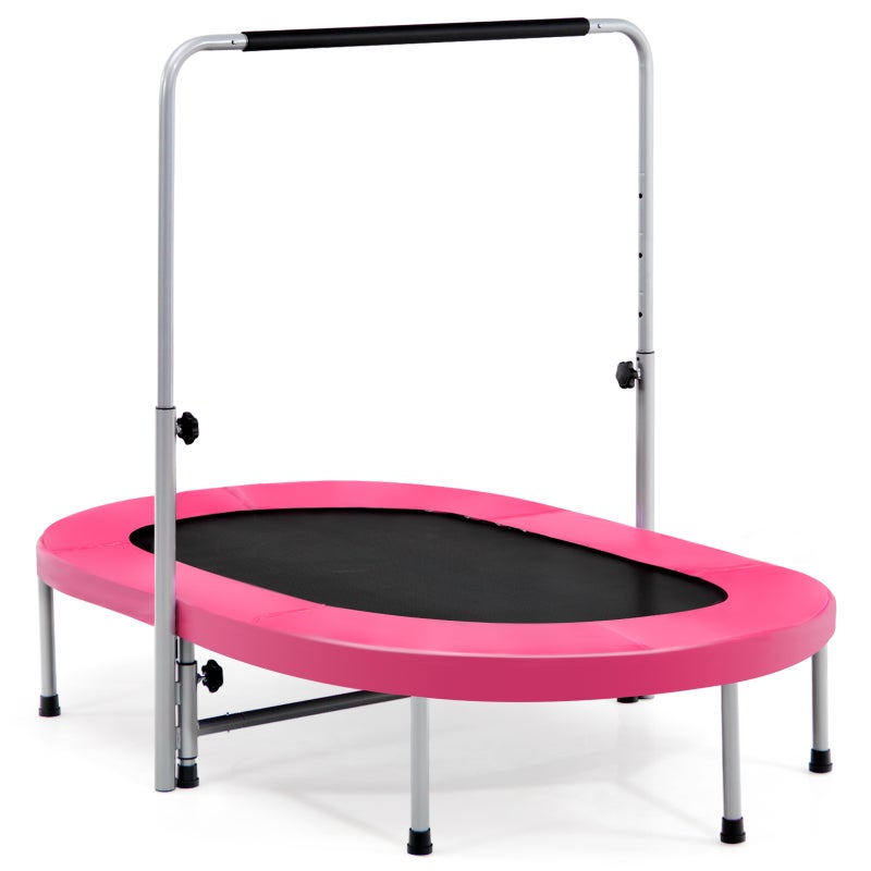 Składana mini trampolina dla 2 dzieci do użytku wewnątrz i na zewnątrz z regulowaną poręczą i poduszką zabezpieczającą Mata do Obciążenie 150 kg
