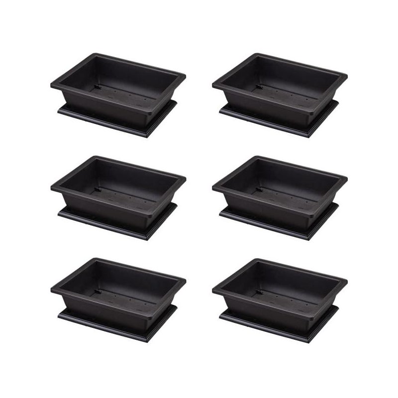 Prostokątna doniczka plastikowa do formowania bonsai, 6 sztuk, prostokątna doniczka plastikowa z plastikową podstawką, do ogrodu