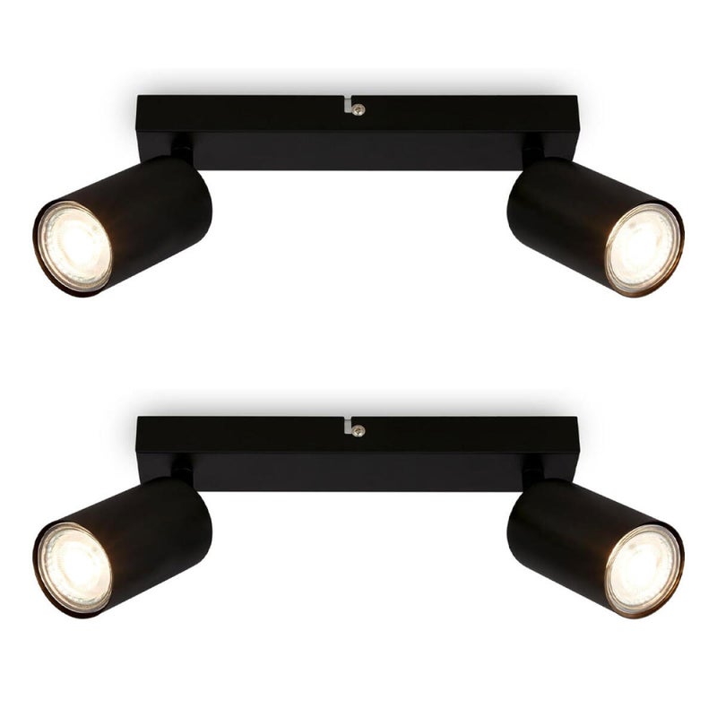 Lampy sufitowe LED, zestaw 2 szt., gniazdo GU10, maksymalna moc 9W, odpowiednie do salonów, sypialni, kuchni, łazienek itp., czarne.