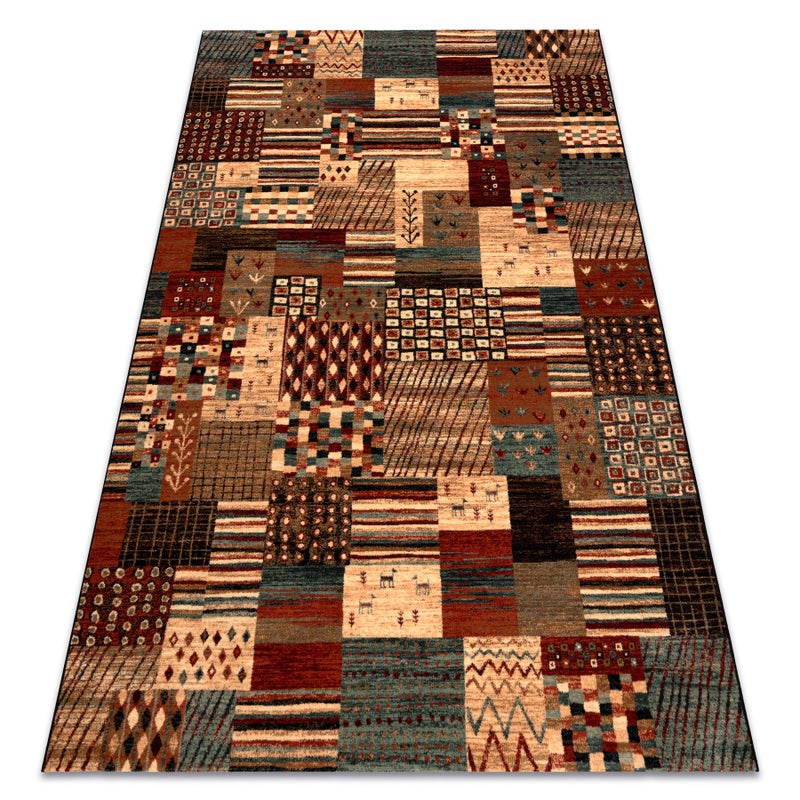 Dywan wełniany KASHQAI 4353 990 Patchwork terakota / beż 240x340 cm