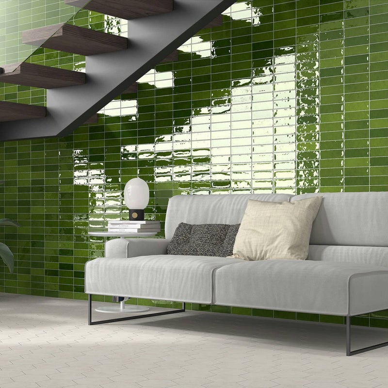 Mini Brick Seria Calpe Oliwkowy Gres porcelanowy premium 5x15 cm