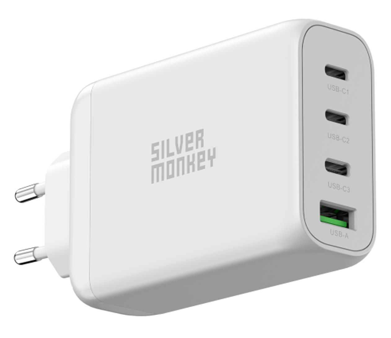 Silver Monkey Ładowarka sieciowa GaN 130W USB-C PD + USB 3.0 QC