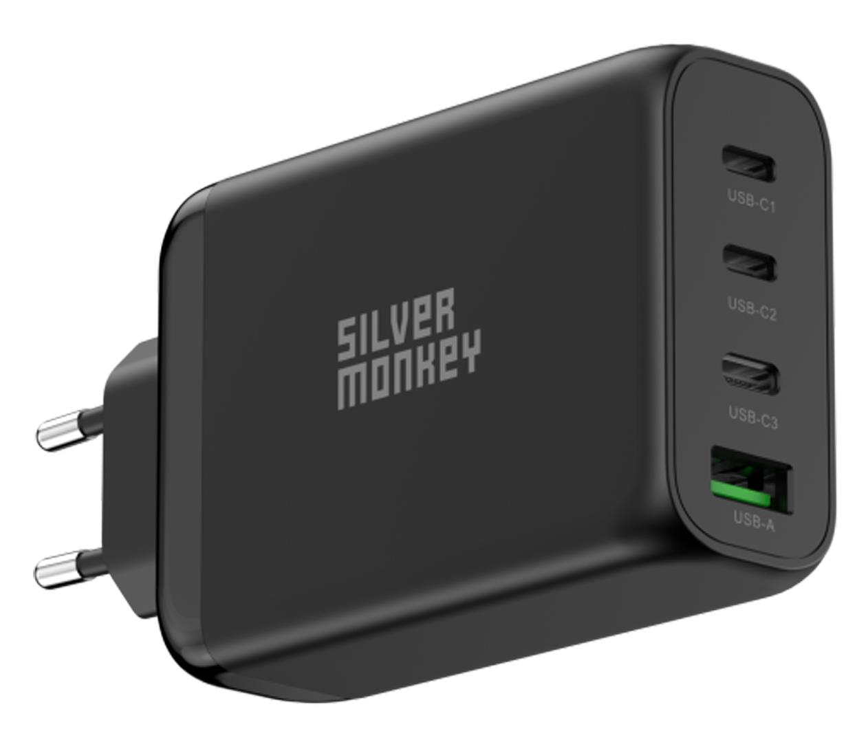 Silver Monkey Ładowarka sieciowa GaN 200W USB-C PD + USB 3.0 QC B