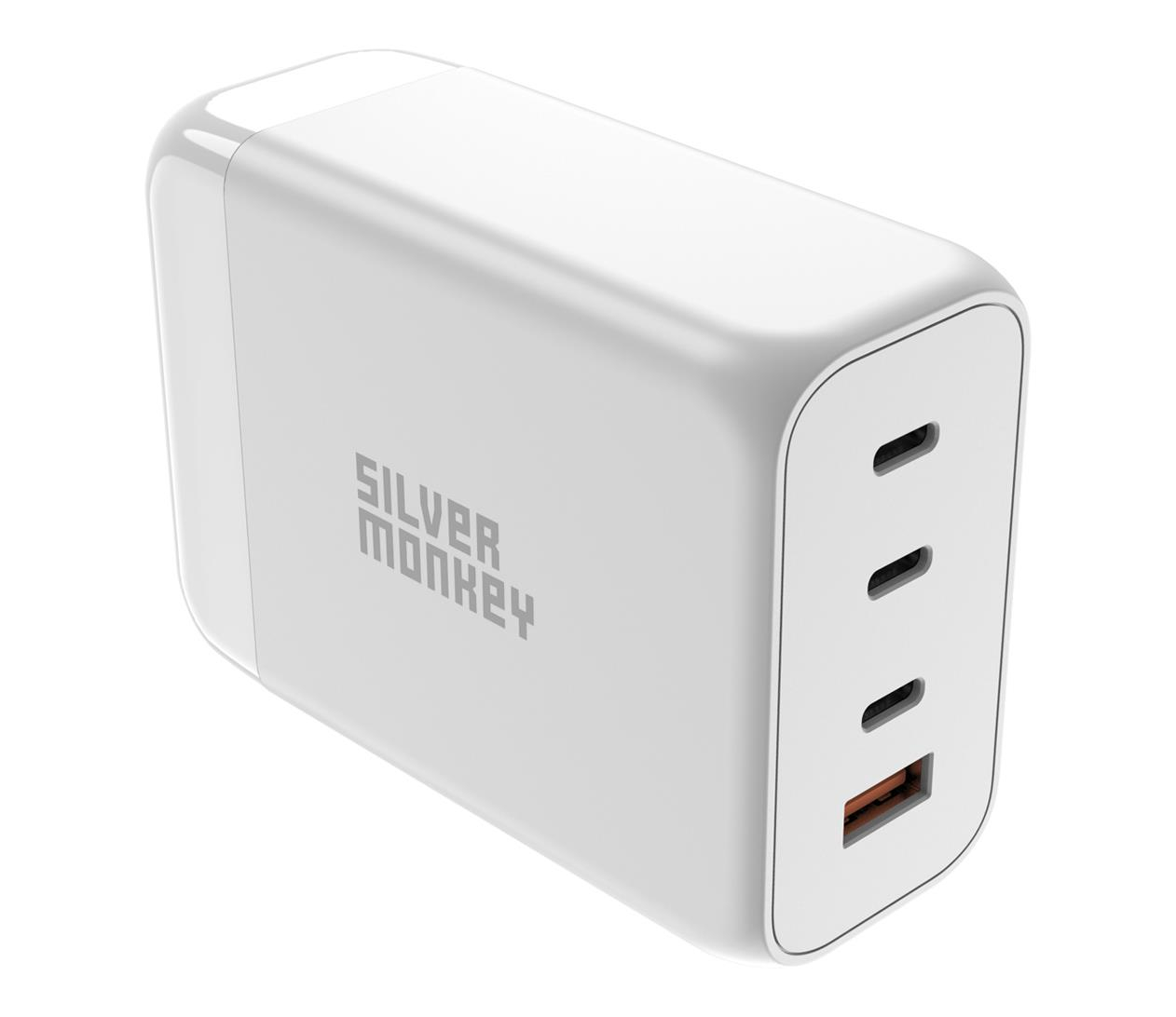 Silver Monkey Ładowarka GaN 200W USB-C PD + USB 3.0 QC W