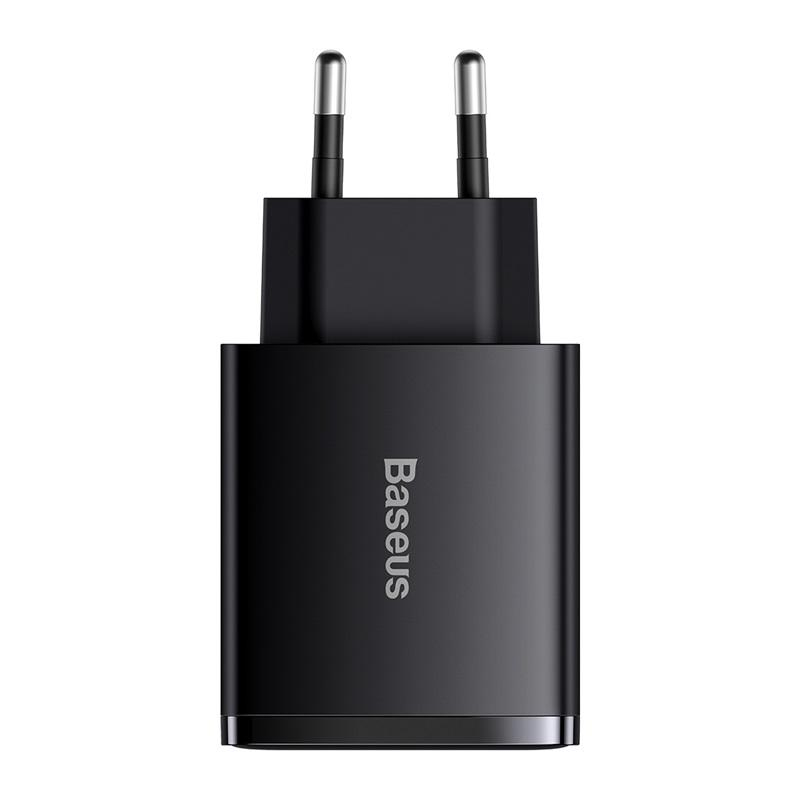 Baseus Ładowarka sieciowa USB-C, 2x USB-A 30W PD QC3.0 black