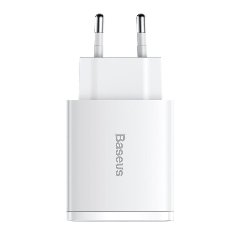 Baseus Ładowarka sieciowa USB-C, 2x USB-A 30W PD QC 3.0 white