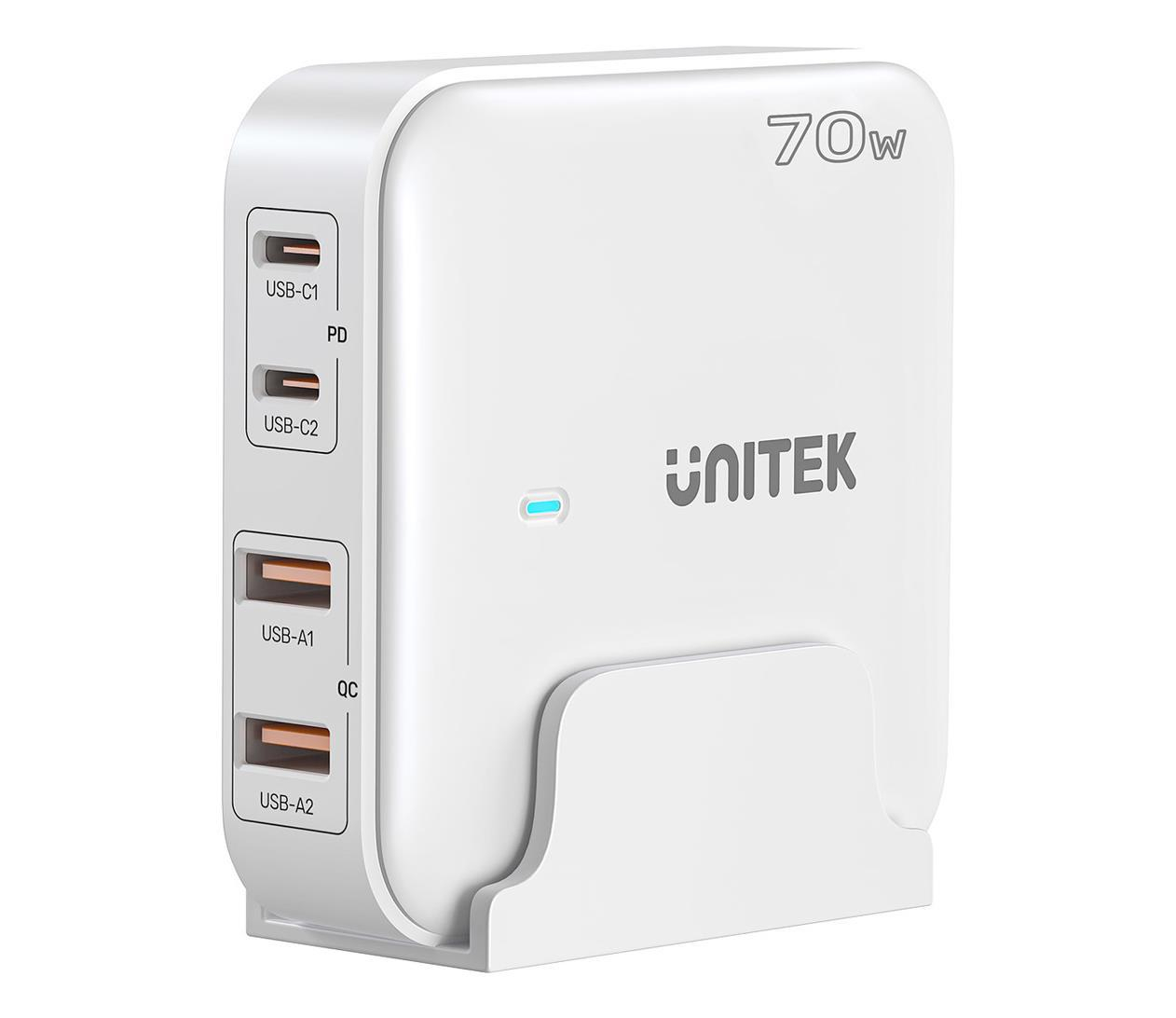 Unitek Ładowarka biurkowa GaN 70W 2x USB-A 2x USB-C