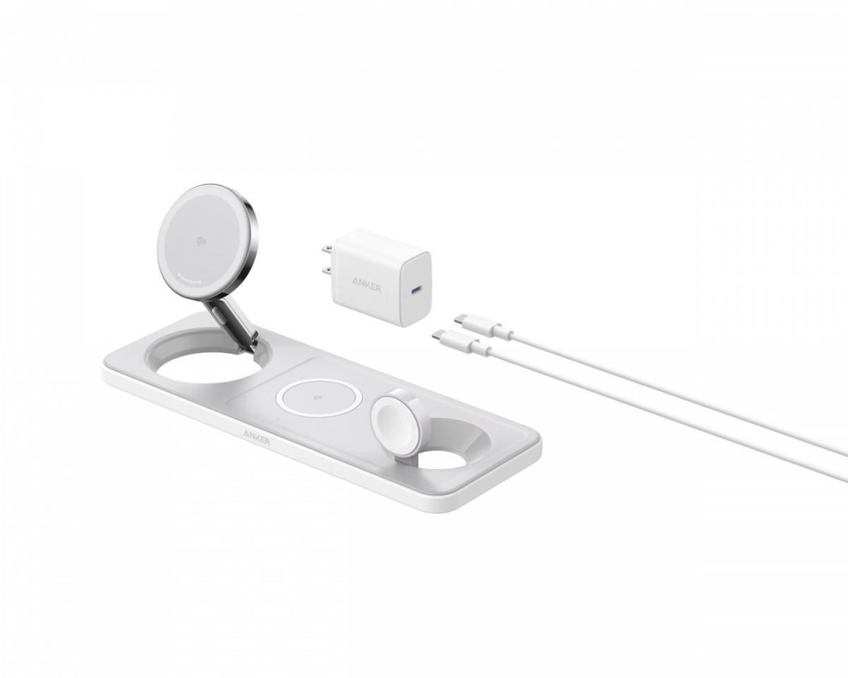 Anker MagGo Wireless Charging Station Qi 2.0 15W Pad 3-in-1 biała