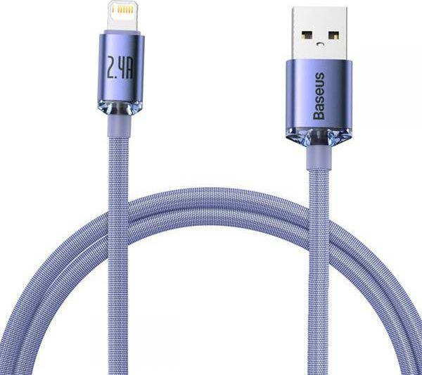 Baseus Crystal Shine Series USB-A - Lightning 2,4A 2m fioletowy