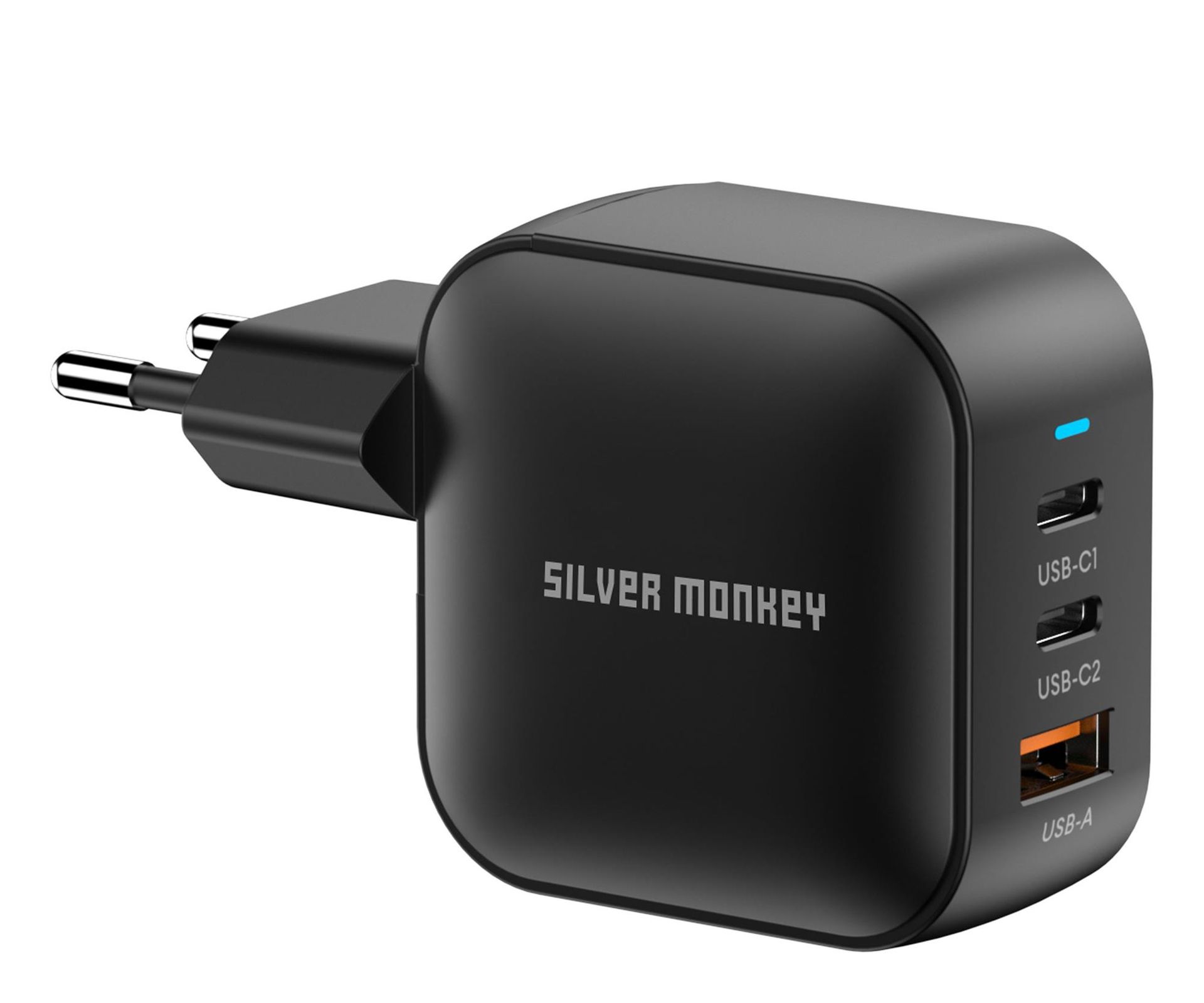 Silver Monkey Ładowarka GaN Smart Trio 70W PD Czarna