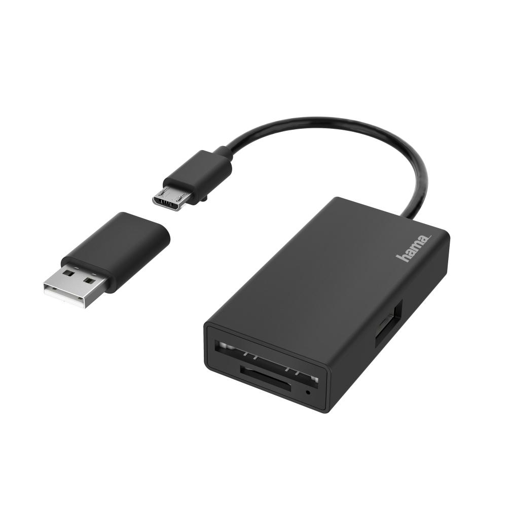 Hama HUB HAMA USB 2.0 1xUSB-A + CZYTNIK KART SD/MicroSD # 200125