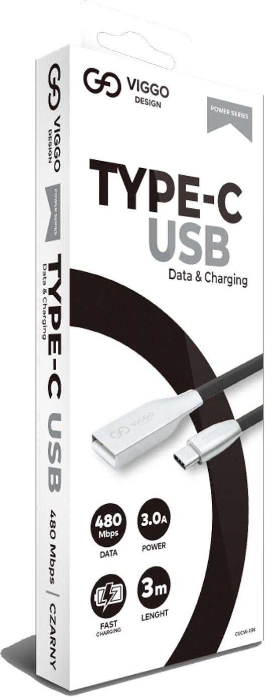 VIGGO DESIGN Kabel USB - USB-C VIGGO 3m Czarny ^