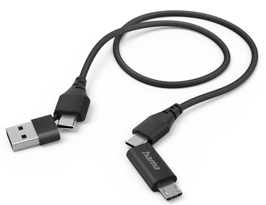 Hama 4w1 Typ-C, micro-USB, USB-A Czarny