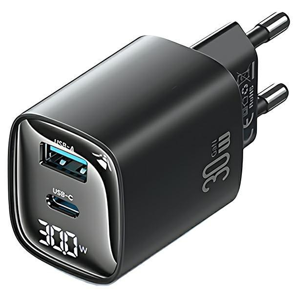 USAMS 30W GaN USB-C/USB-A Fast Charging XC czarna