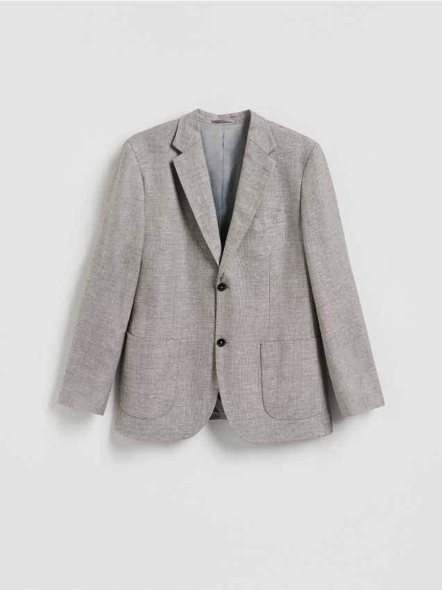 Reserved - Marynarka slim fit z lnem - ciemnoszary