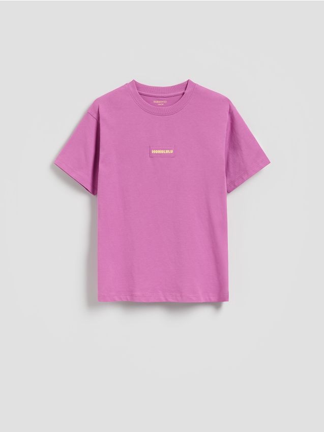 Reserved - Bawełniany t-shirt - fioletowy