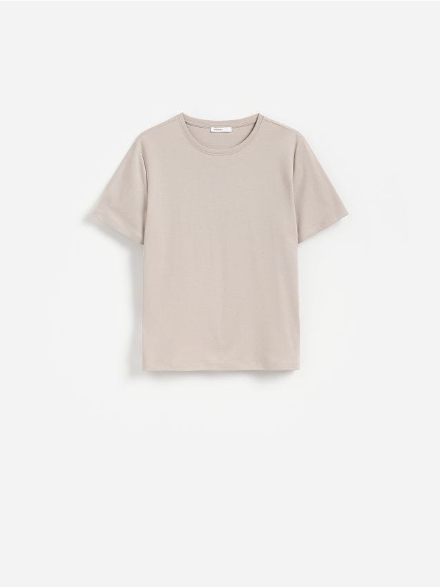 Reserved - Bawełniany t-shirt - złamana biel