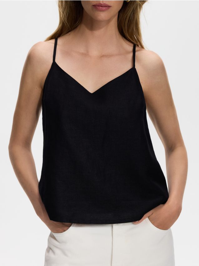 Reserved - Lniany top - czarny