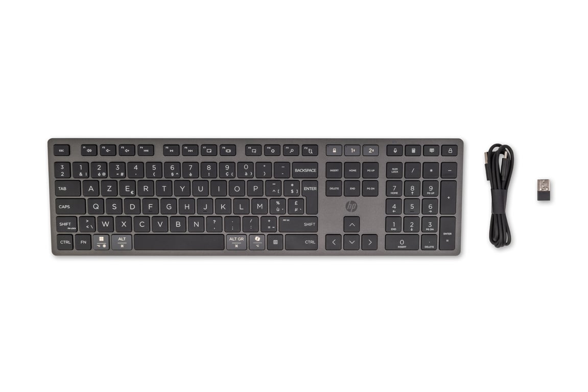 HP 720 Multi-Device Rechargeable Wireless Keyboard klawiatura Dom/Biuro USB + Bluetooth AZERTY Belgijski Czarny 9T5B1AA#AC0