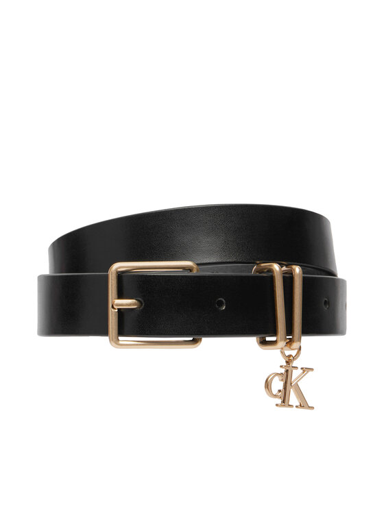 Calvin Klein Pasek Logo Charm Belt LV04F7086G Czarny