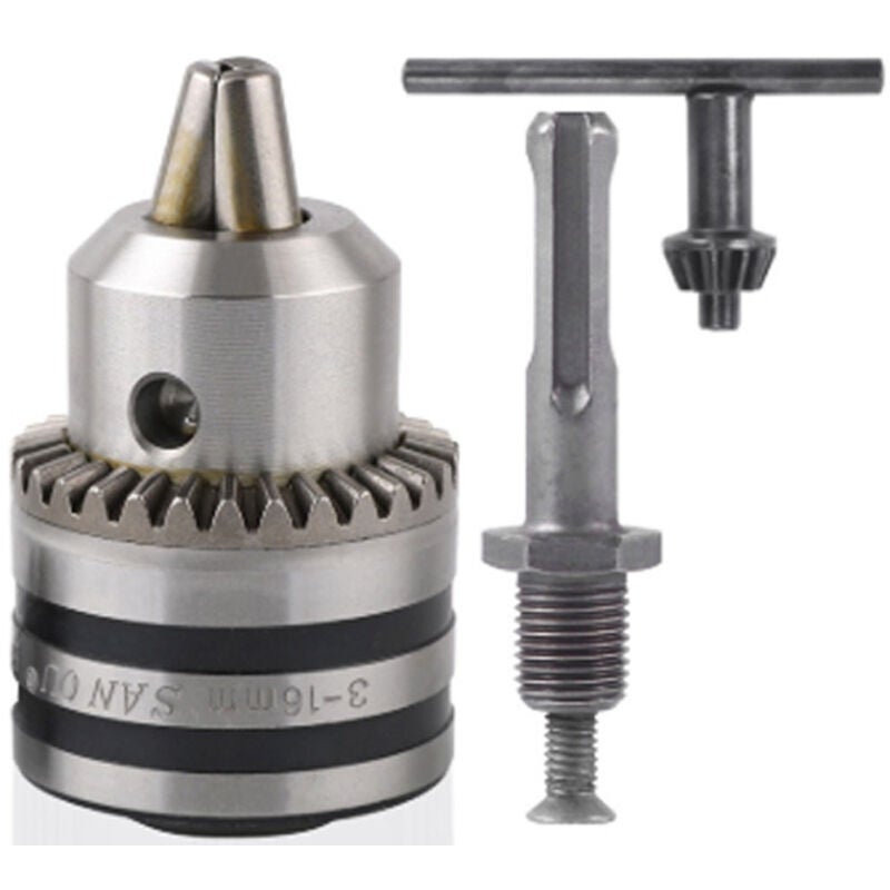 Mini Uchwyt Wiertarski 3,0-16 mm 1/2-20 UNF z Kluczem do Uchwytu i Adapterem na Główkę Sześciokątną 1/4