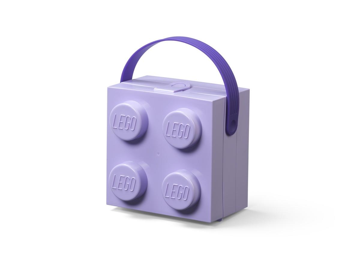 LEGO pojemnik klocek z rączką czwórka lawendowy