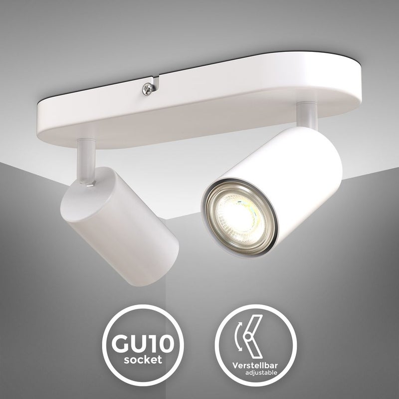 Reflektor LED 2 lampy - IP20 - 270x60x90mm - Biały - 2xGU10 maks. 9W - nieściemnialny - głowice obracalne - B.K.Licht