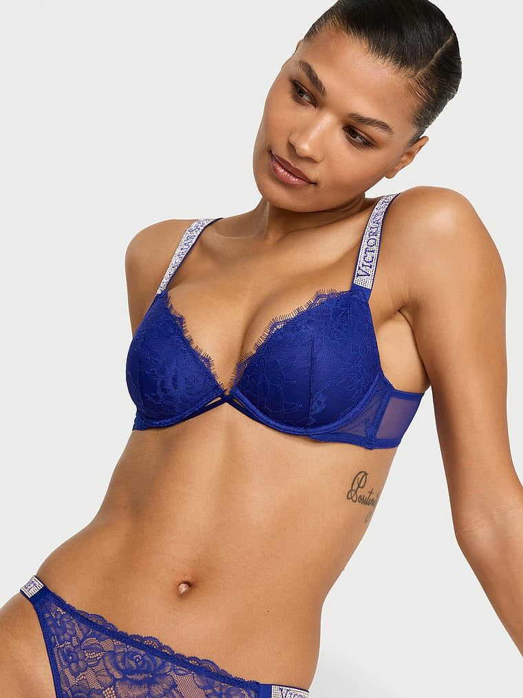 Very Sexy Biustonosz lekko usztywniany koronkowy z błyszczącymi ramiączkami Shine Strap Demi