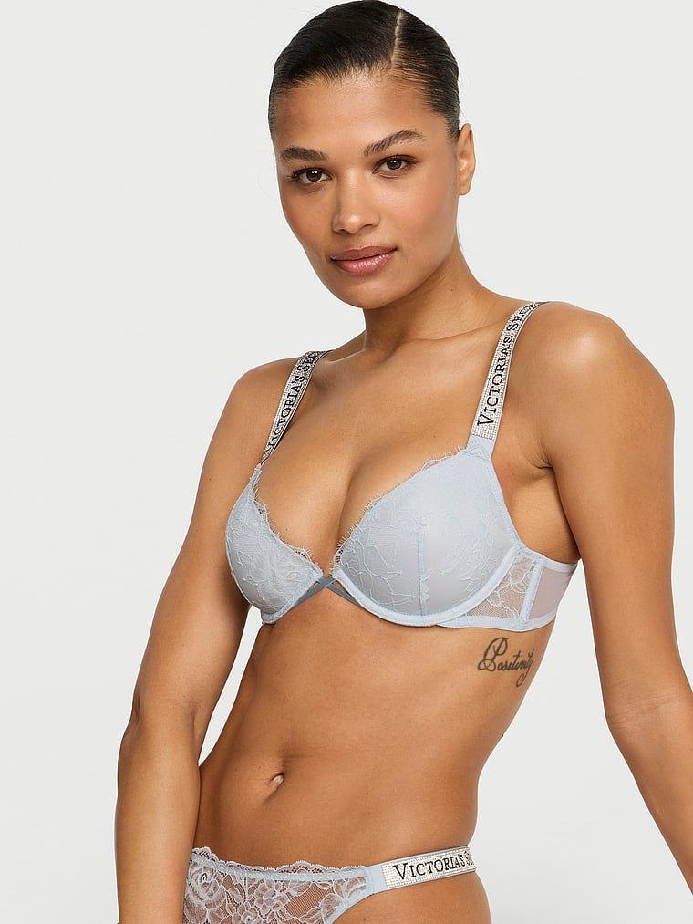 Very Sexy Biustonosz lekko usztywniany koronkowy z błyszczącymi ramiączkami Shine Strap Demi